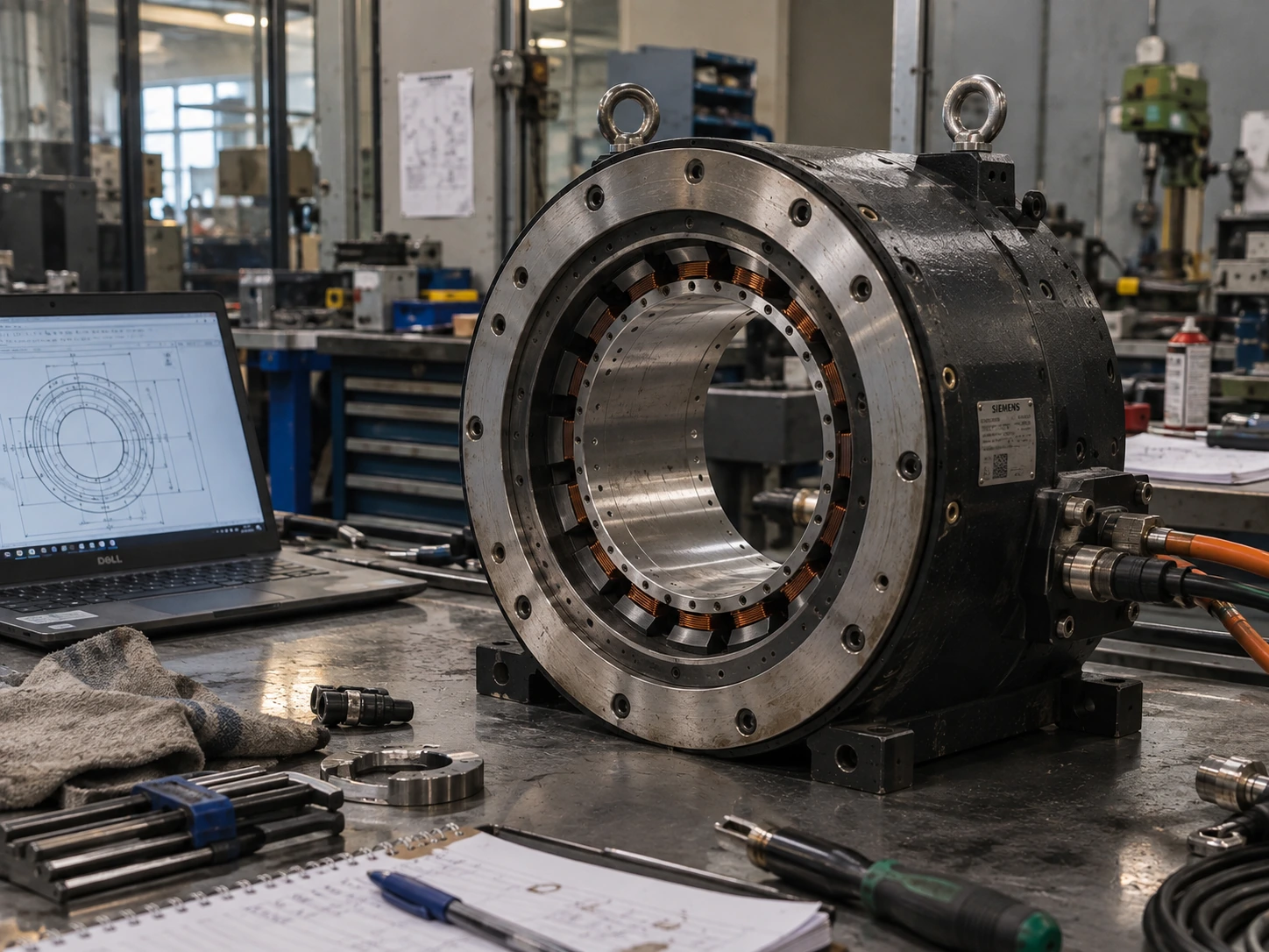 Motor torque de acionamento direto, equipamento atendido no laboratório da TECSI