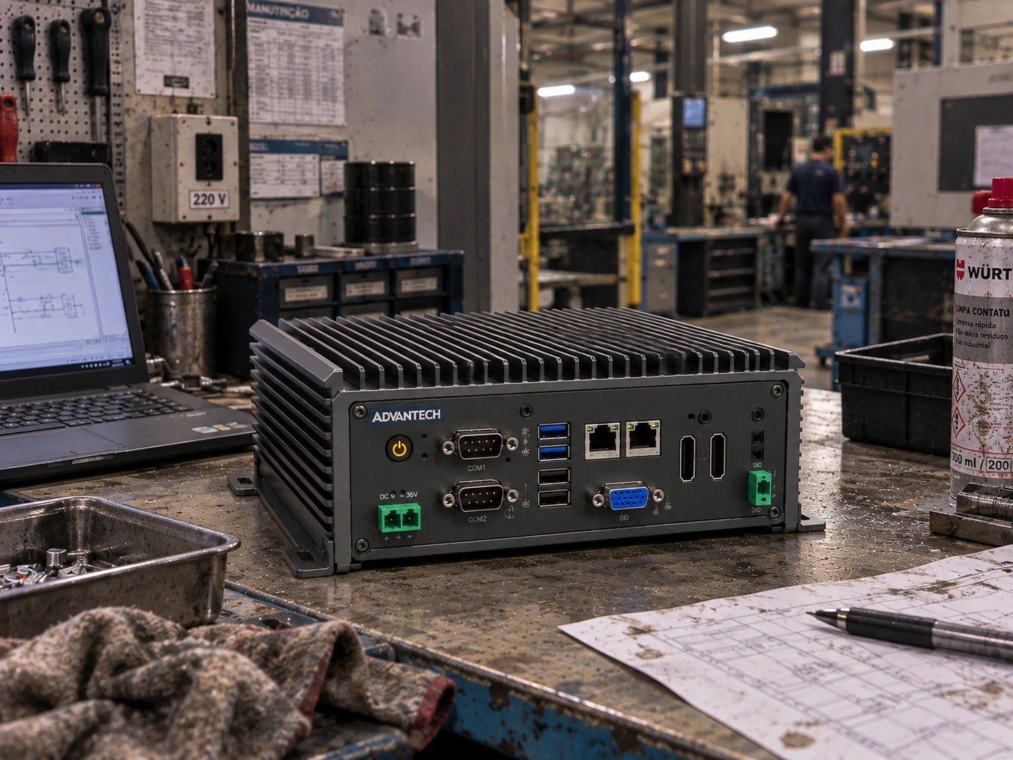 PC industrial sem ventilação forçada, equipamento atendido no laboratório da TECSI