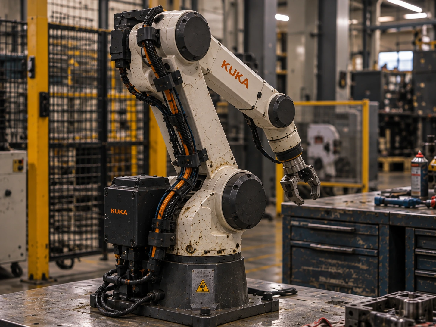 Six-axis industrial robot, equipment serviced at the TECSI laboratory