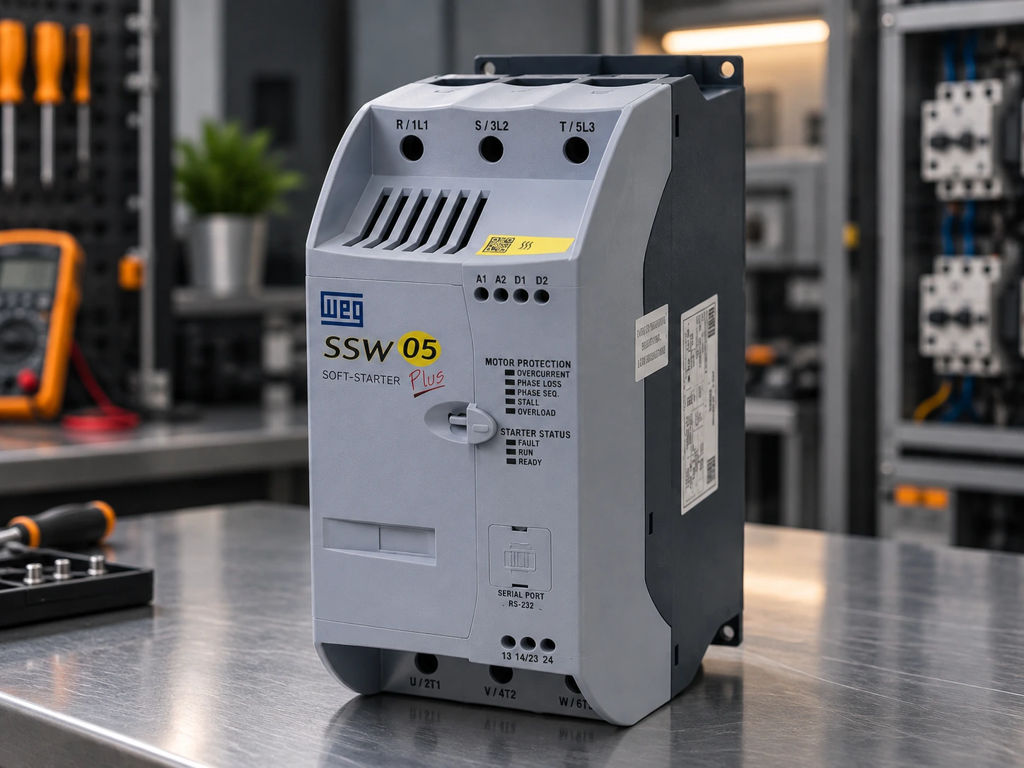 Soft starter industrial, equipamento atendido no laboratório da TECSI